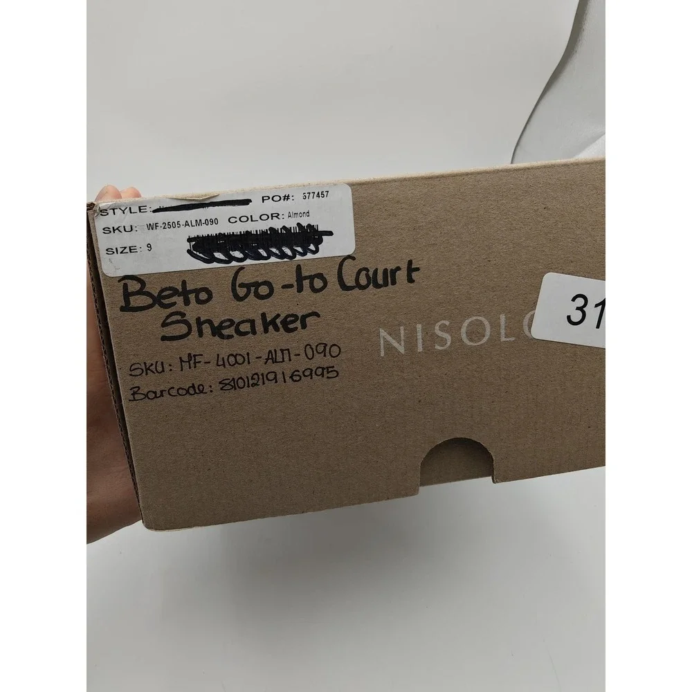 Nisolo Shoes Mens Size 9 Beige‎ Leather Beto Go-to Court Low Top Sneaker
